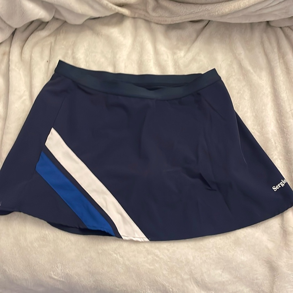 Sergio Tacchini Navy Blue Tennis Skort with White and Royal Blue Accents